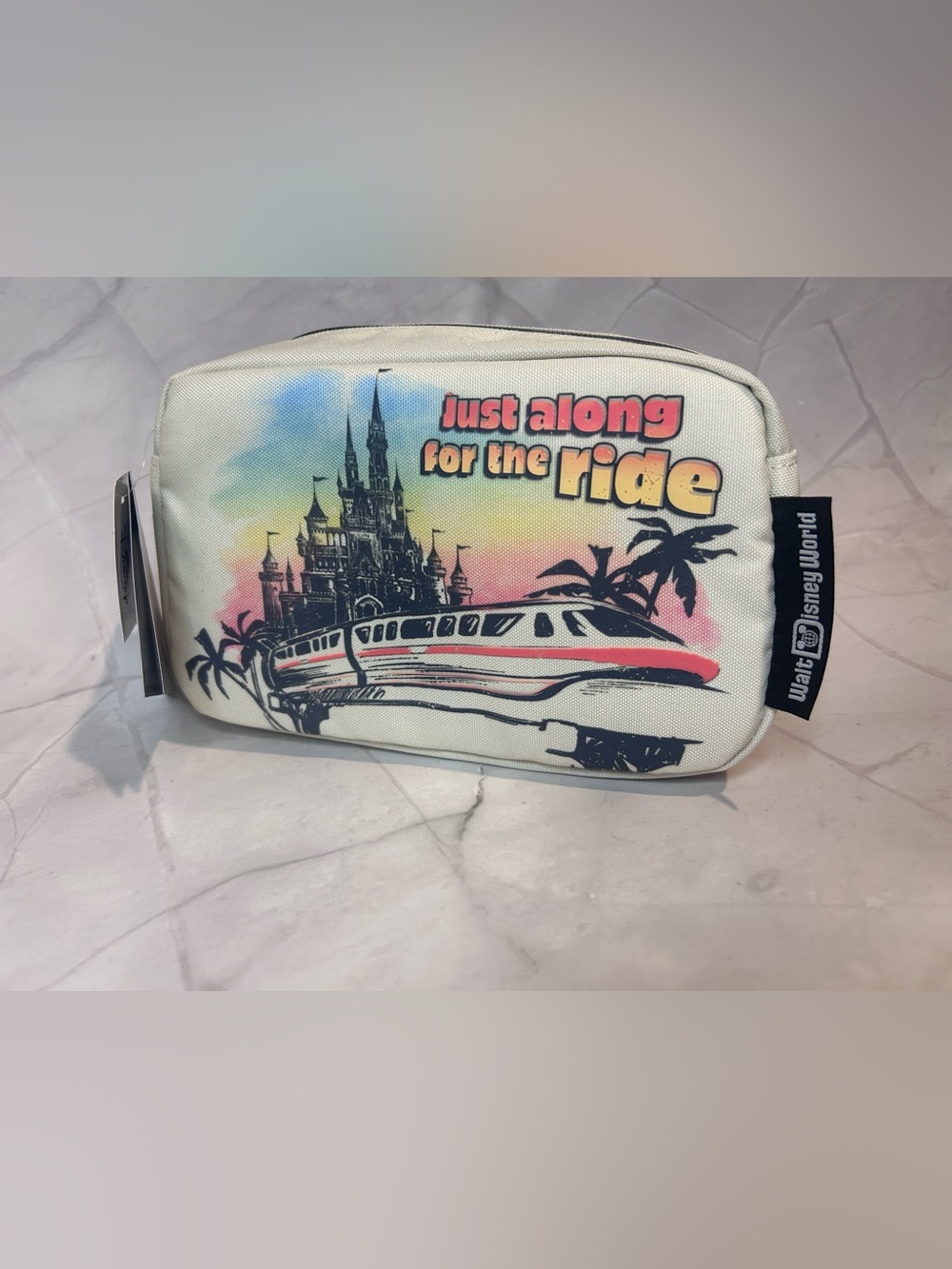 Disney White Fanny-Pack with Castle & Monorail Graphic